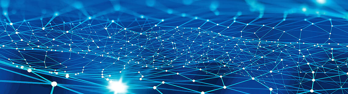 Versicherungswirtschaft Abstrakte vernetzte Linien auf blauem Hintergrund