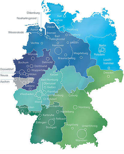 Karte der ARA-Regionalausschüsse