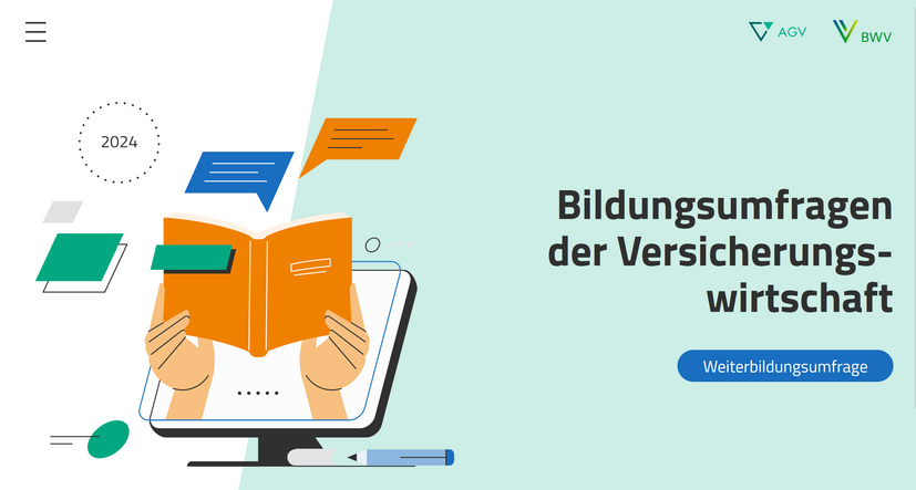 Deckblatt Bildungsumfragen der Versicherungswirtschaft – Weiterbildungsumfrage 2024 Deckblatt Bildungsumfragen der Versicherungswirtschaft – Weiterbildungsumfrage 2024
