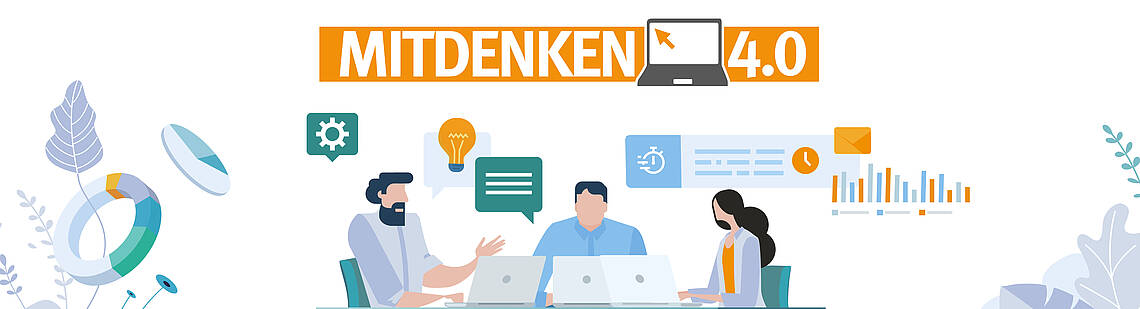 Download VBG - Handlungshilfen Stilisierte Besprechung dreier Personen mit der Überschrift „Mitdenken 4.0“